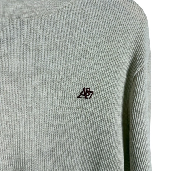 VINTAGE Y2K Aeropostale Men’s Waffle Knit Thermal Beige/Red Size L - Picture 3 of 6